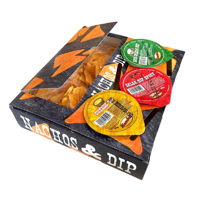 Hombre Nachos TACKA - nachosy 150 g + sosy: salsa x 1, serowy x 1, śmietanowy x 1 I crunchysnack.pl