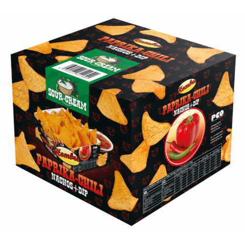 Hombre Nachos BOX Chili 100G z sosem ŚMIETANOWYM