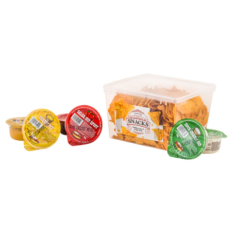 Nachosy BBQ BOX 450 g z sosami 2 x salsa + 2 x ser + 2 x śmietanowy