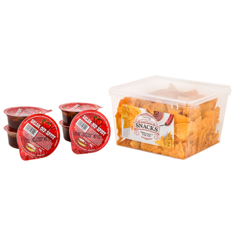 Nachosy CHILI BOX 450 g z sosami SALSA, SEROWYM i ŚMIETANOWYM