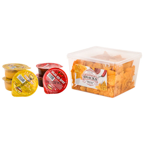 Nachosy BBQ BOX 450 g z sosami salsa x 3 + ser x 3