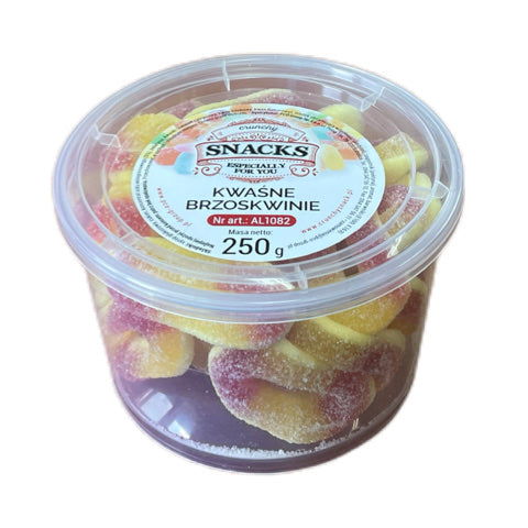 Żelki KWAŚNE BRZOSKWINIOWE KRĄŻKI - Jak w Kinie - opakowanie 250 g