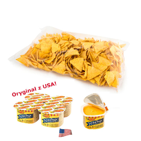 Nachosy SEROWE 750 g z ORYGINALNYM sosem serowym z USA - klasyka z USA!