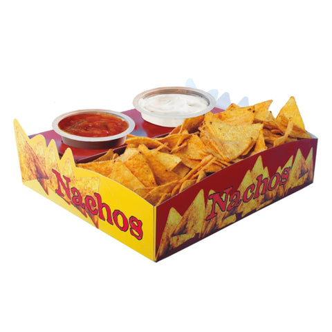 Tacka tekturowa do Nachos - duża na 2 sosy