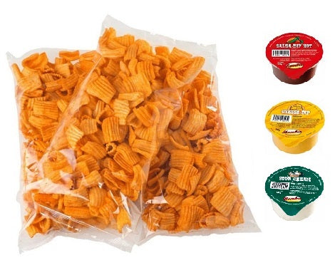 Crunchy Crisps BBQ 200g x 1 szt. z sosami salsa x1 szt., serowym 1 szt. i śmietanowym 1 szt.  - JAK W KINIE!