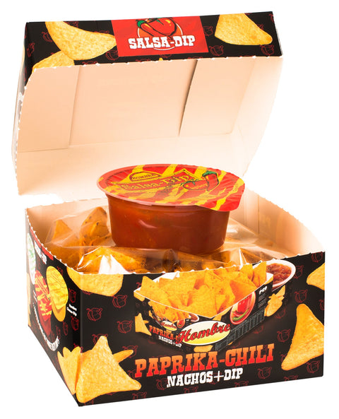 Hombre Nachos BOX Chili 100 g z sosem SALSA