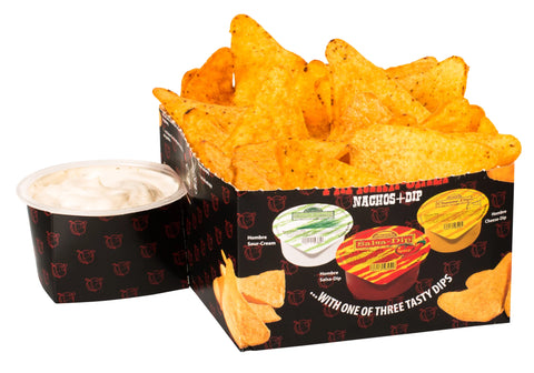 Hombre Nachos BOX Chili 100G  z sosem ŚMIETANOWYM