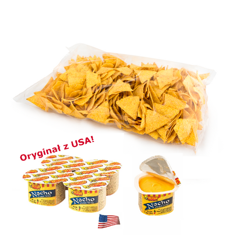 Nachosy BBQ 750 g z ORYGINALNYM sosem serowym z USA  - klasyka z USA!   I  crunchysnack.pl ki na